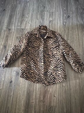 miami Black and Tan Zebra Print Teddy Shacket